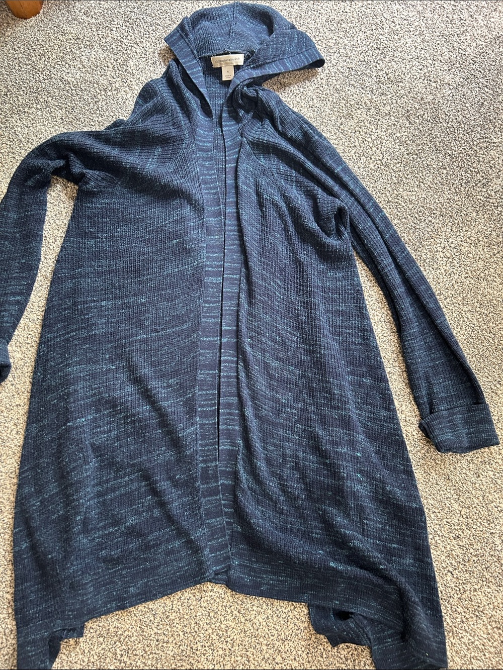 Christopher & Banks Navy Hooded Open-Front Cardigan